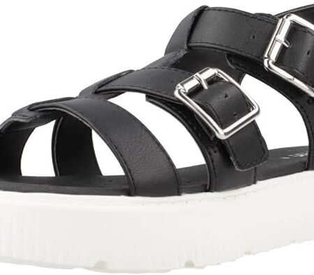 Girls' Black Platform Strap Sandals