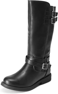 Girls' Knee-High Riding Boots with Buckle Detail