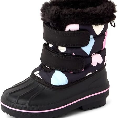Kids' Black Boots with Heart Details