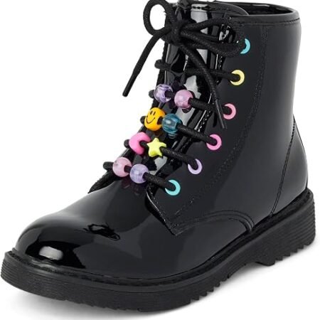 Girls' Combat Boots with Decorative Beads